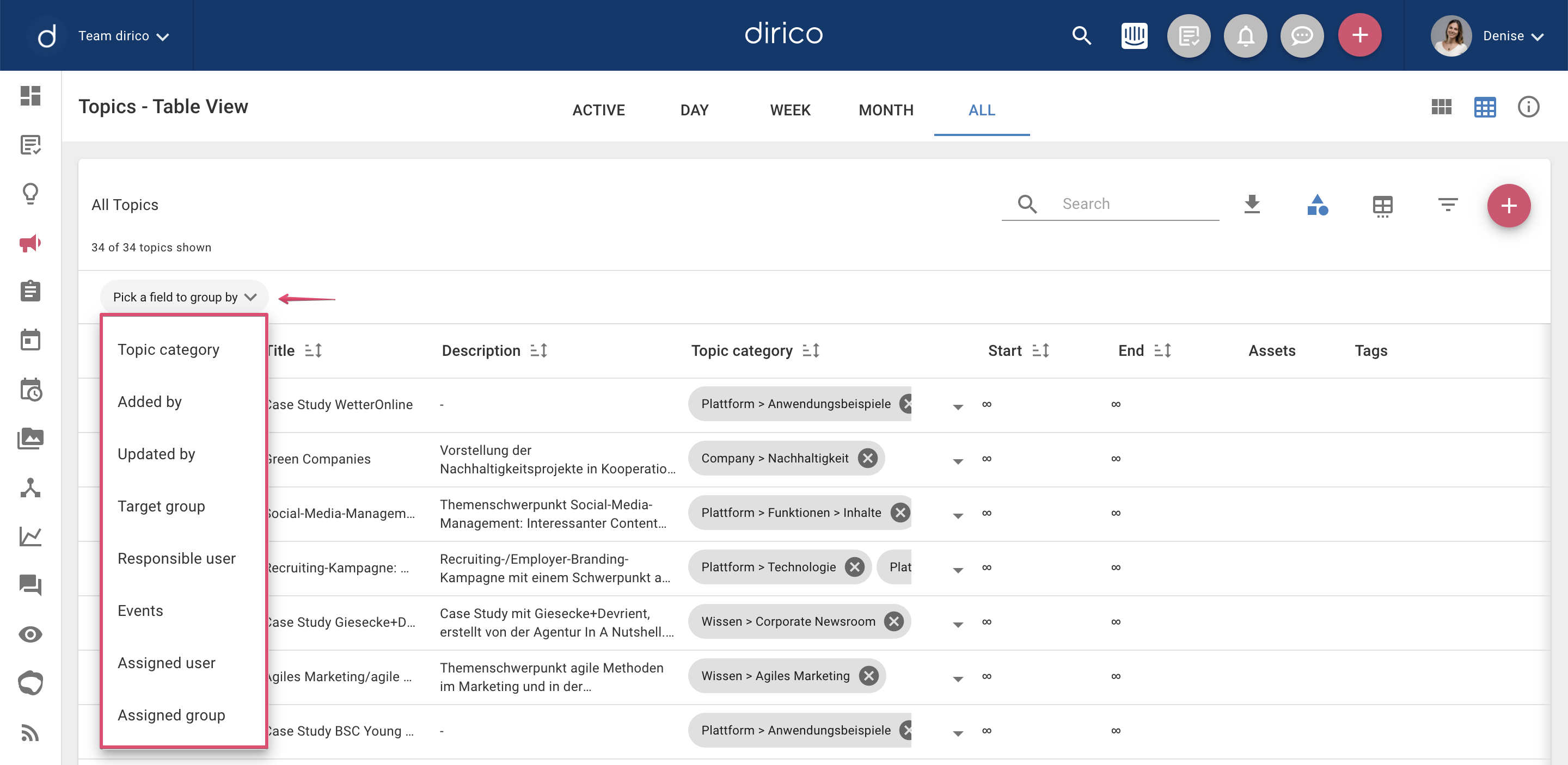 How to use the grouping function in communications control staffbase