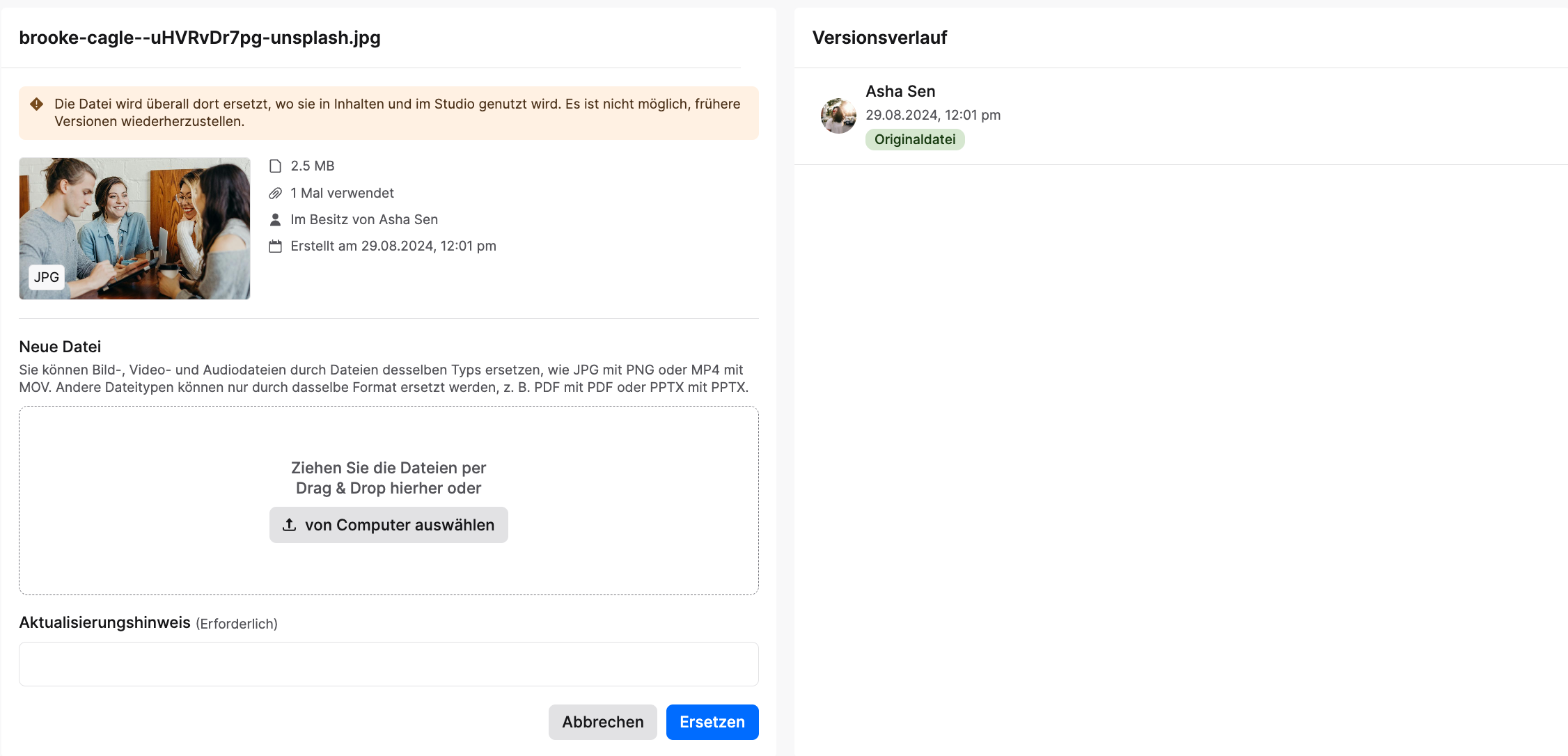 Datei ersetzen