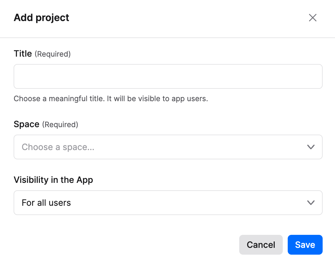 Add Project dialog