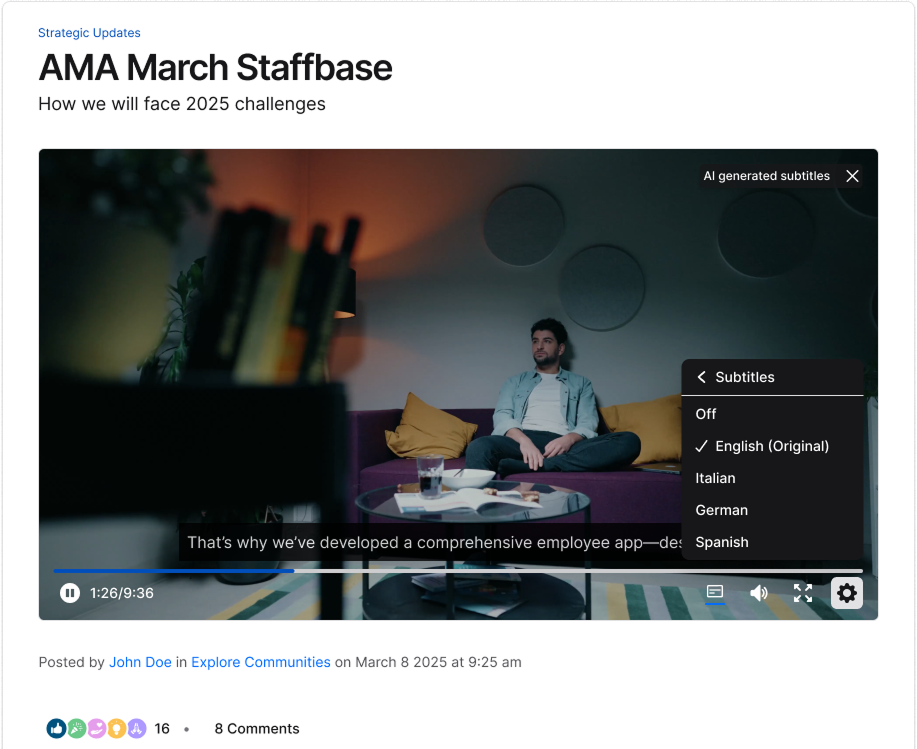 AI-generated label in video player