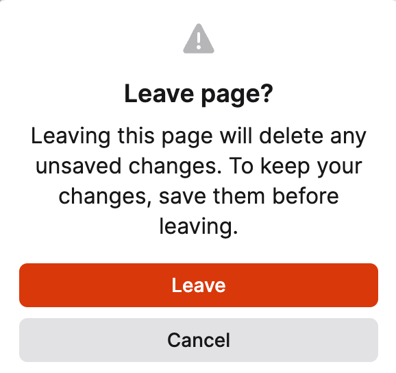 Leave page alert