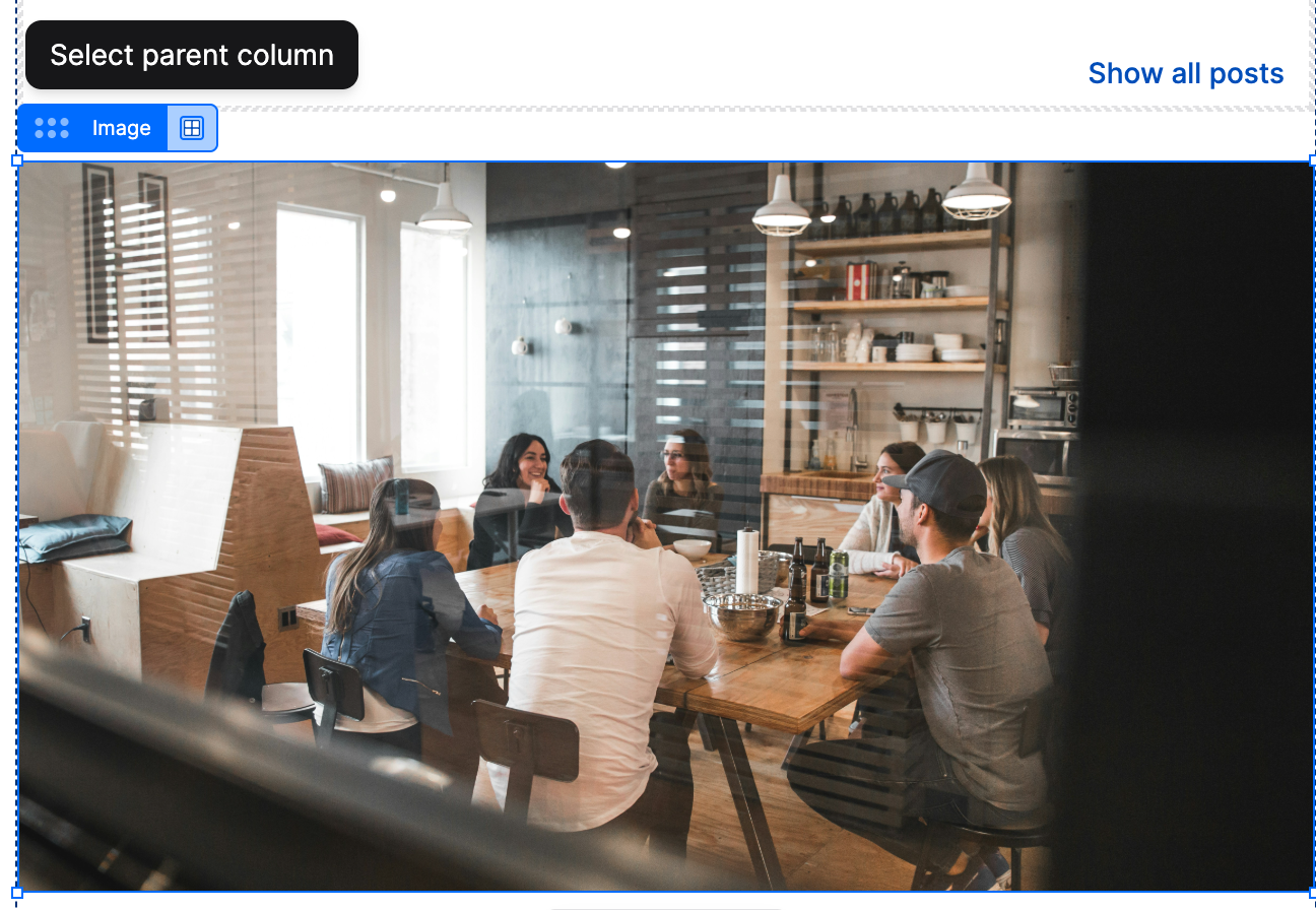 Parent element indicator in the block header