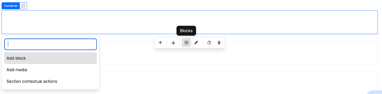 Quick Actions Menu options
