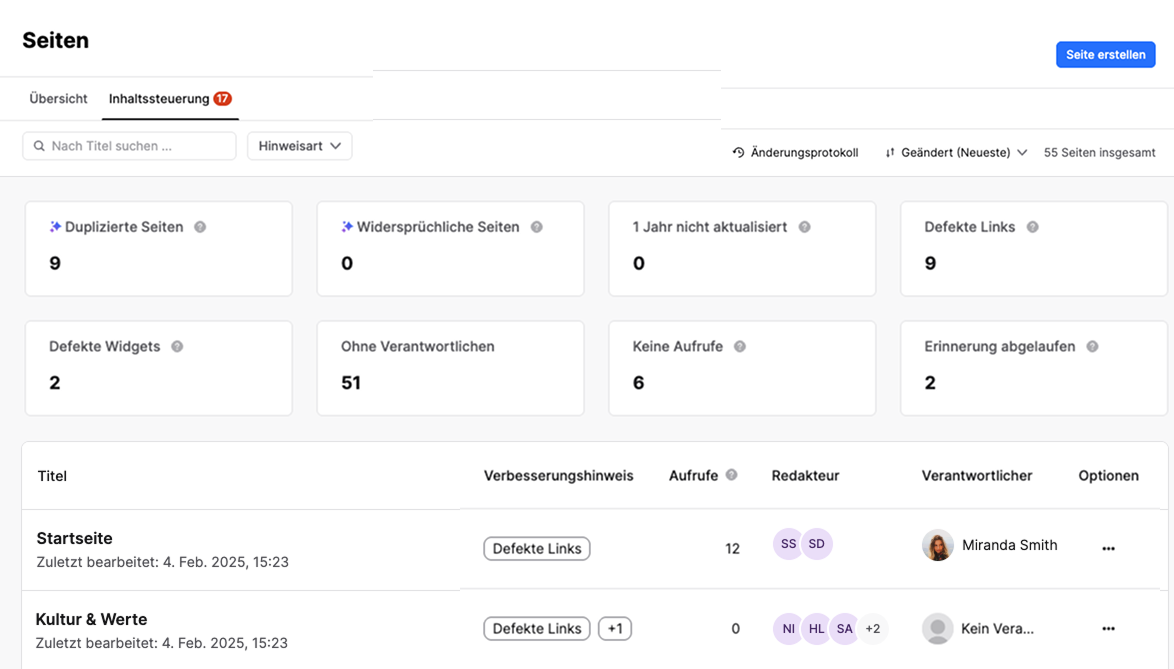 Content Governance Tab with top metrics DE.png