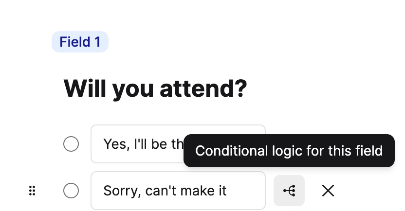 Conditional logic icon next to the response field