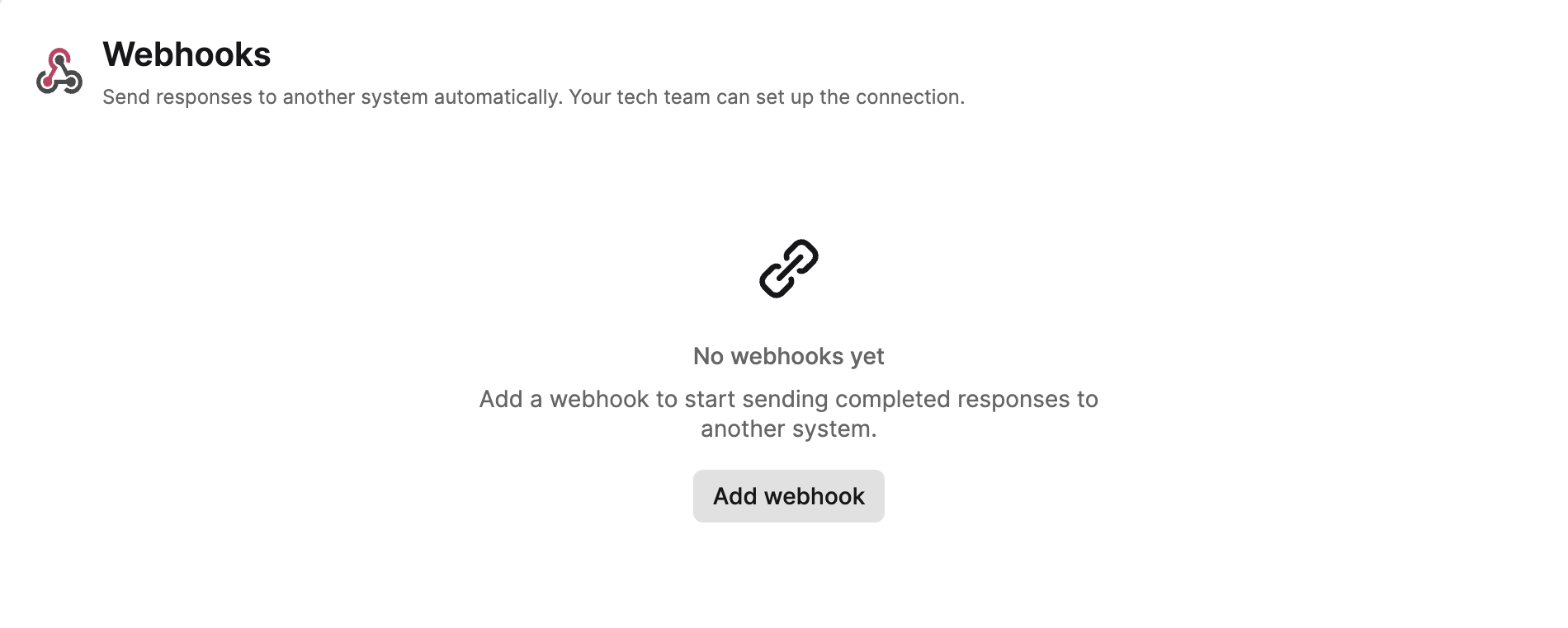 Webhook section in the form settings