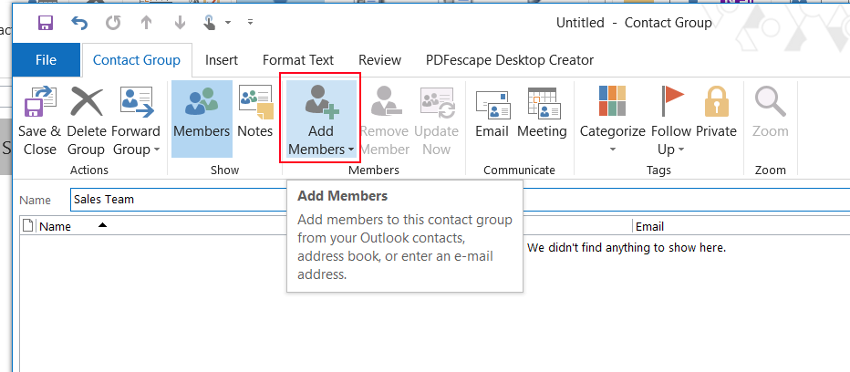 modify members outlook address book