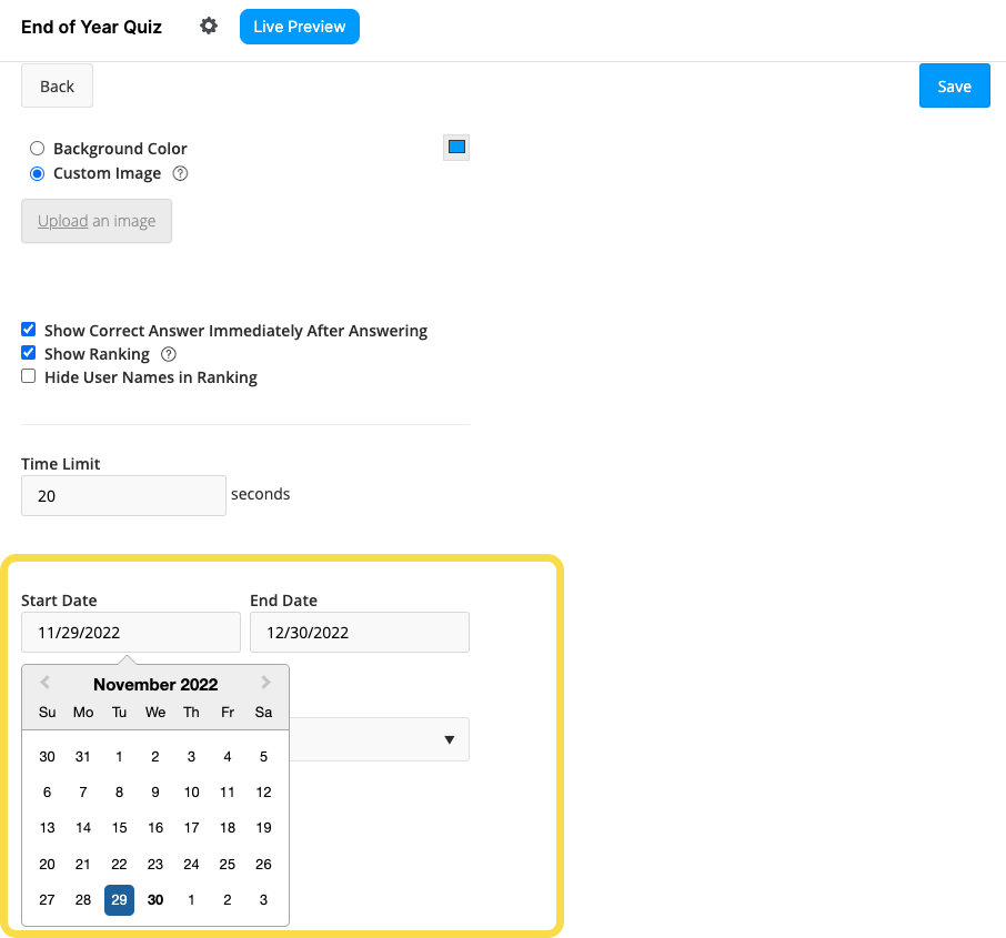 Quiz Calendar 